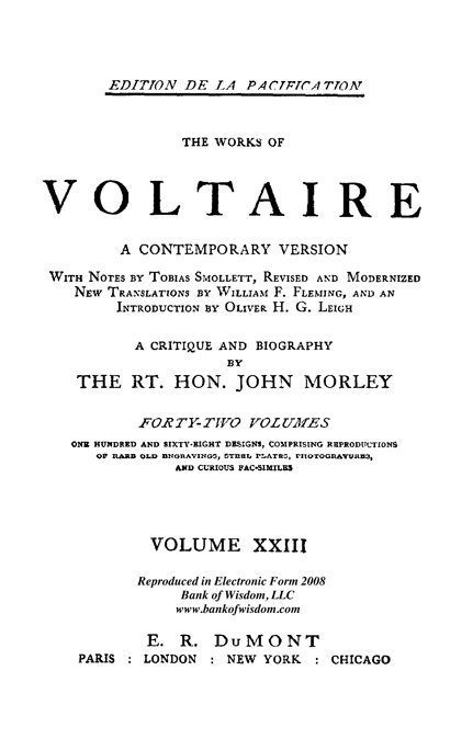(image for) The Works of Voltaire, Vol. 23 of 42 vols + INDEX volume 43 - Click Image to Close